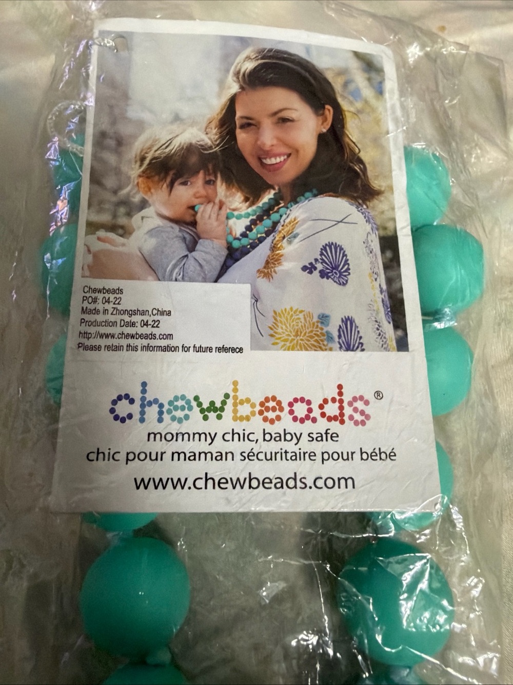 Chew beads necklace Teal Silicone Baby Necklace - Mommy Chic, Baby Safe